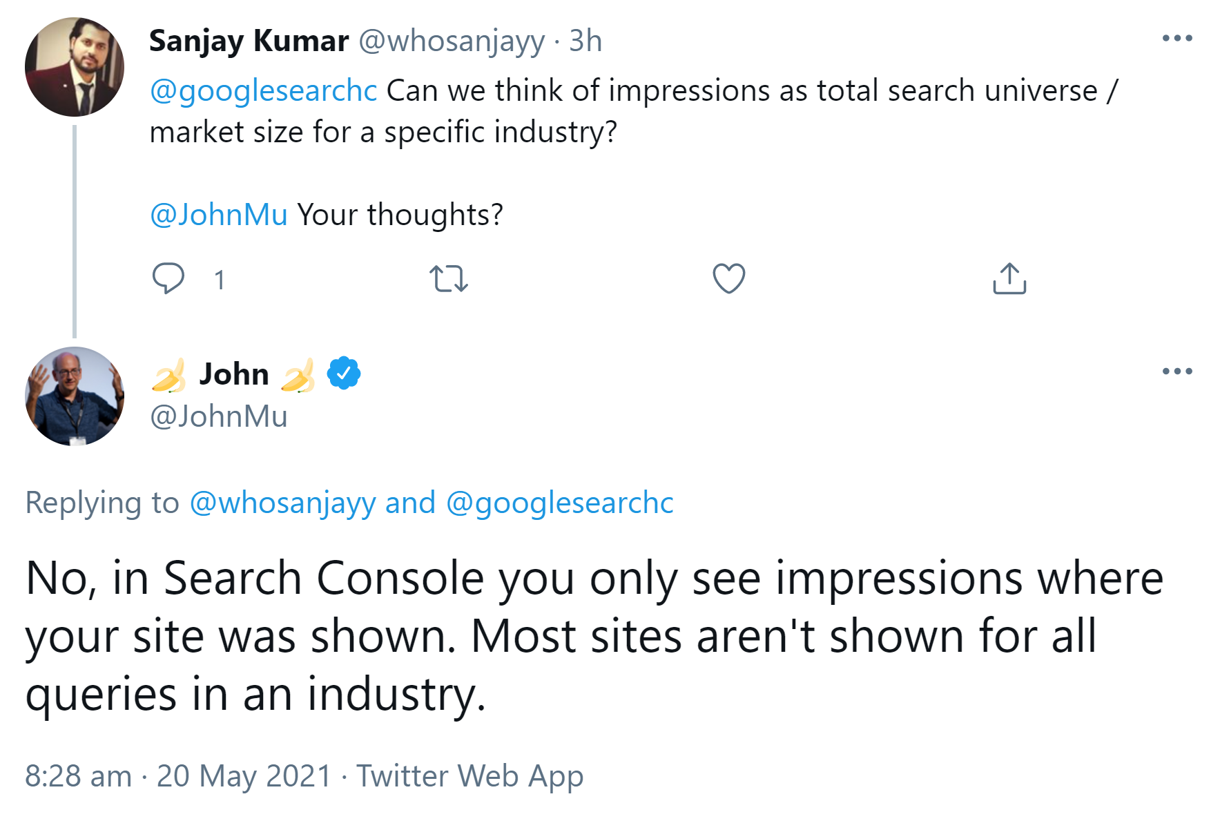 Google Search Console: Impressionen decken nicht alle Suchanfragen einer Branche ab