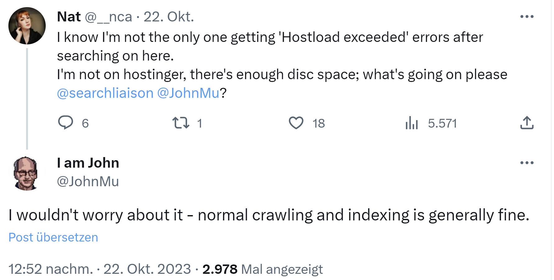 John Müller: 'Hostload exceeded' stammt von Spam auf das URL Indexing Tool