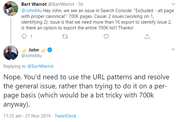 Google Search Console: Wenn mehr als 1.000 URLs exportiert werden sollen, wird es schwierig