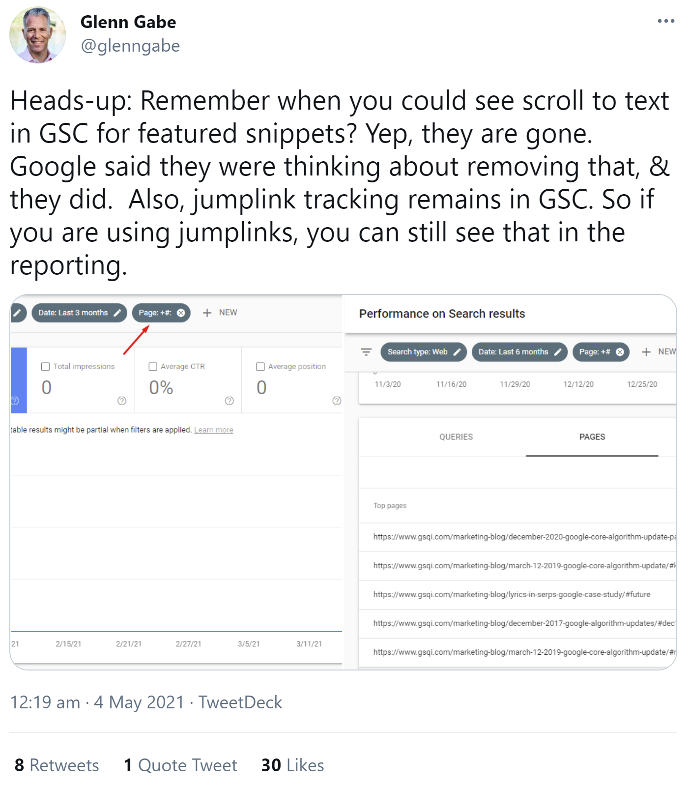 Google: Scroll to Text in der Search Console nicht mehr separat ausweisbar