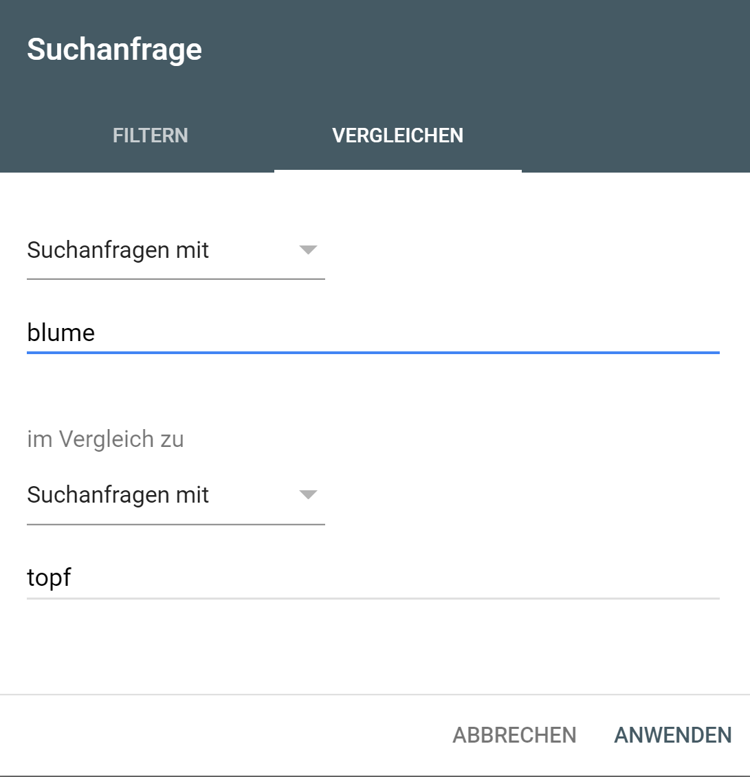 Neue Vergleichsfunktion in der Google Search Console: Eingabe von Parametern