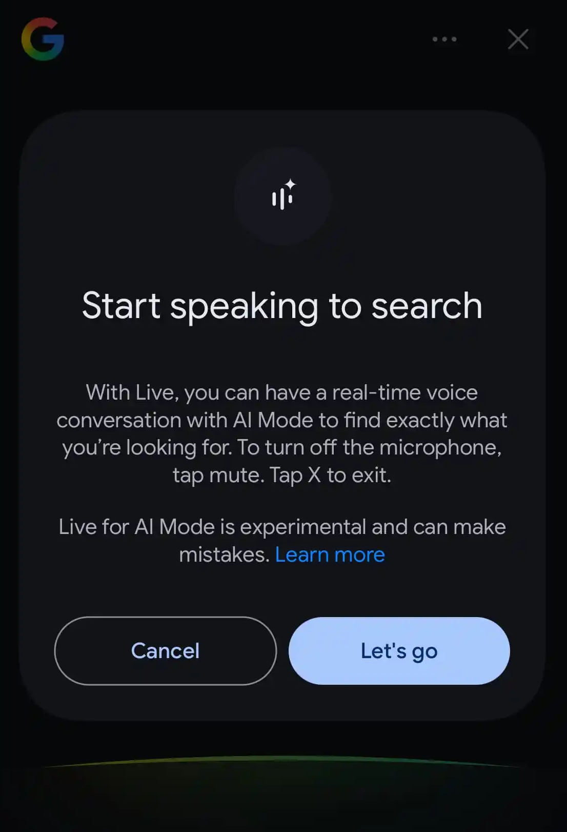 Google Search Live Spracheingabe