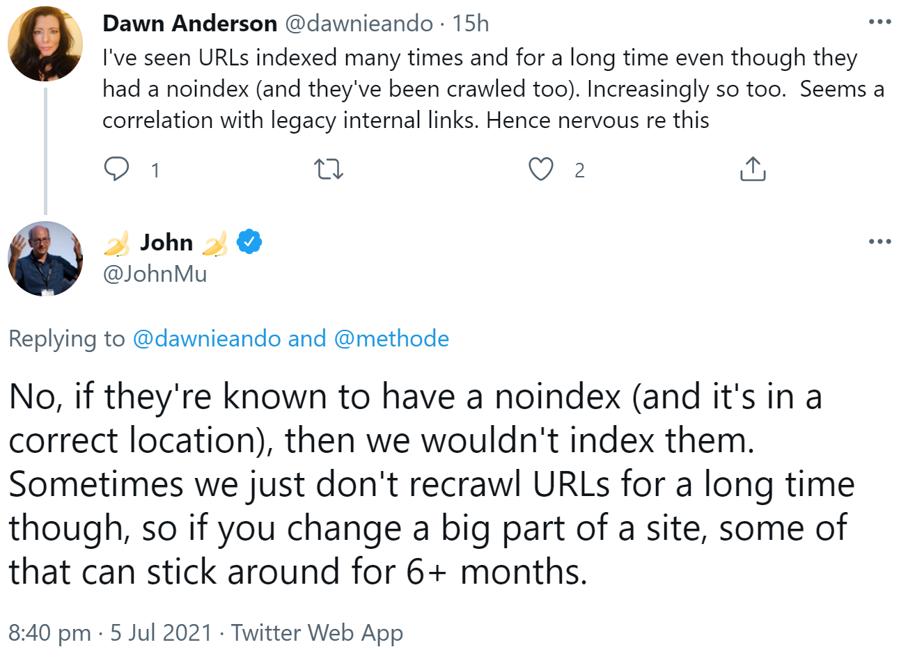 Google: Seiten mit 'noindex' werden nicht indexiert