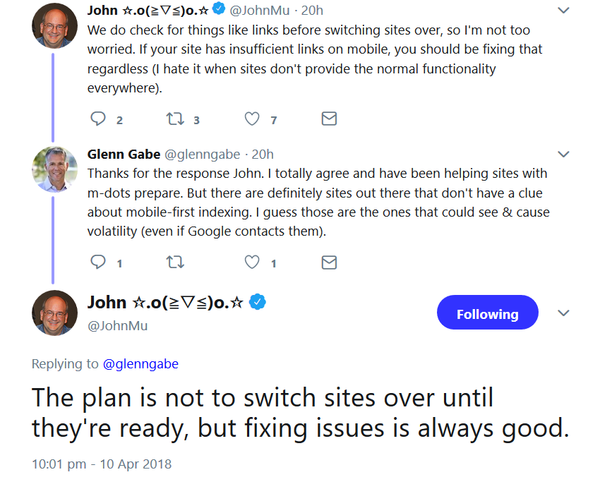 Google: Webseiten werden erst auf Mobile First umgestellt, wenn mobile Version gleichwertig zur Desktop-Version ist