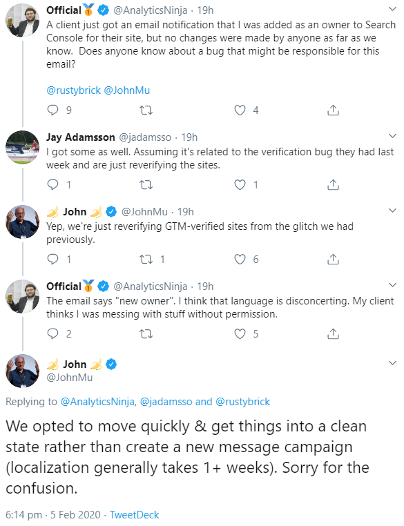 Google sendet verwirrende Bestätigungsmails per Search Console