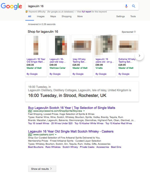 Google: SERP ohne organische Treffer, aber mit Anzeigen