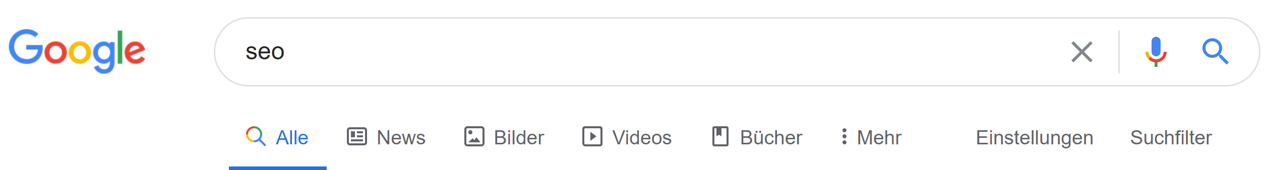 Google SERP: Tabs für Verticals
