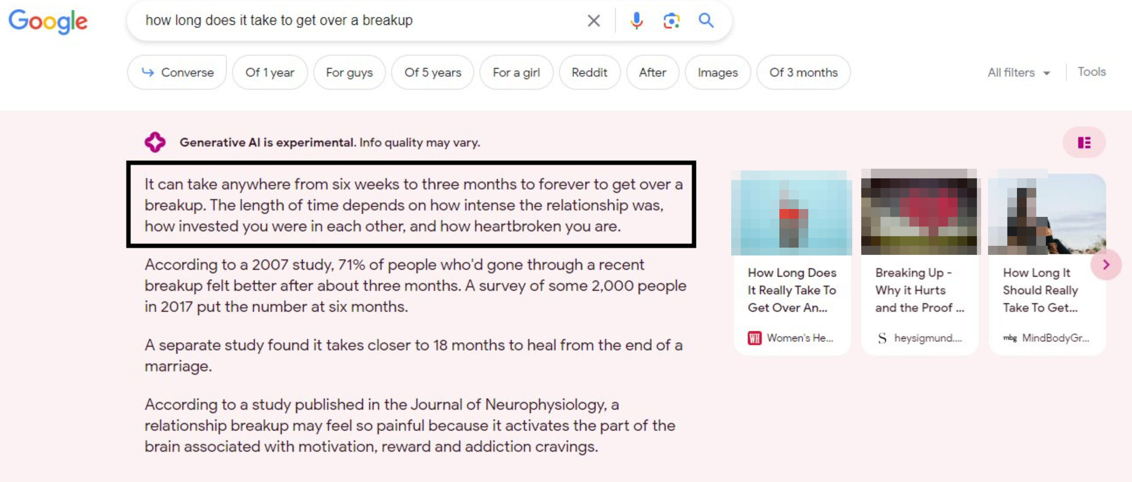 Google SGE: Wörtlich übernommener Webseiten-Text im KI-Snapshot
