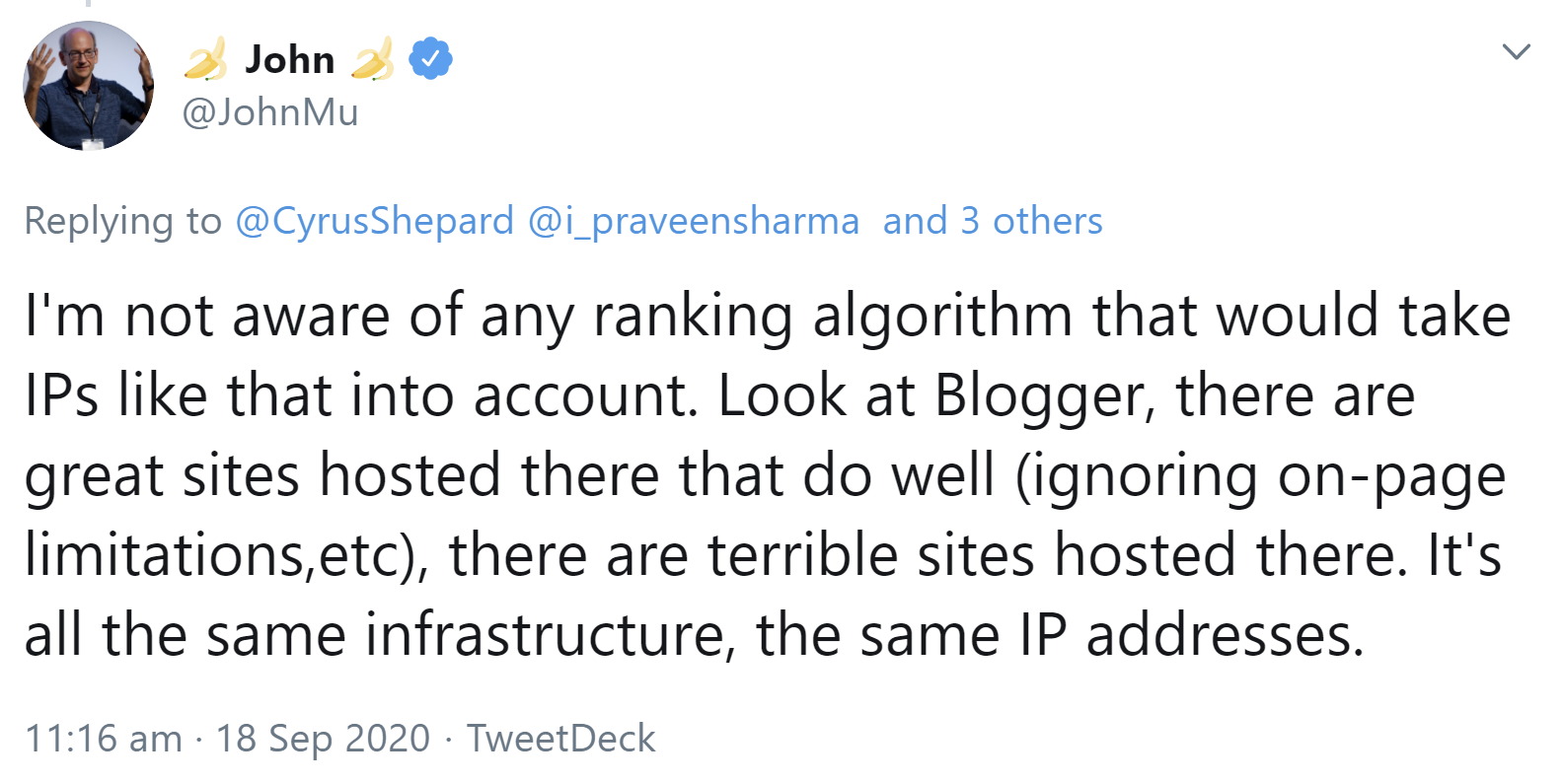 Google: Shared IPs schaden normalerweise nicht