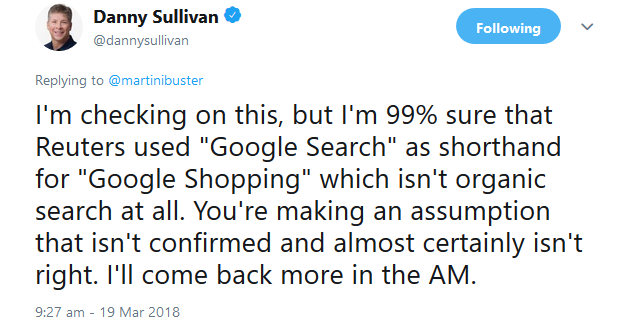 Danny Sullivan: Shopping Actions bezieht sich wohl nicht auf die organische Suche