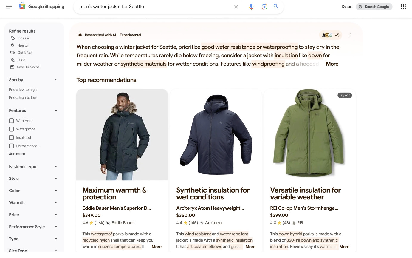 Google Shopping Top Recommendations
