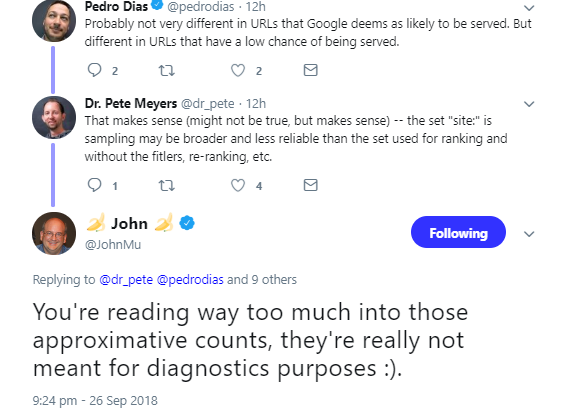 Google: Site-Abfragen nicht zur Diagnose geeignet