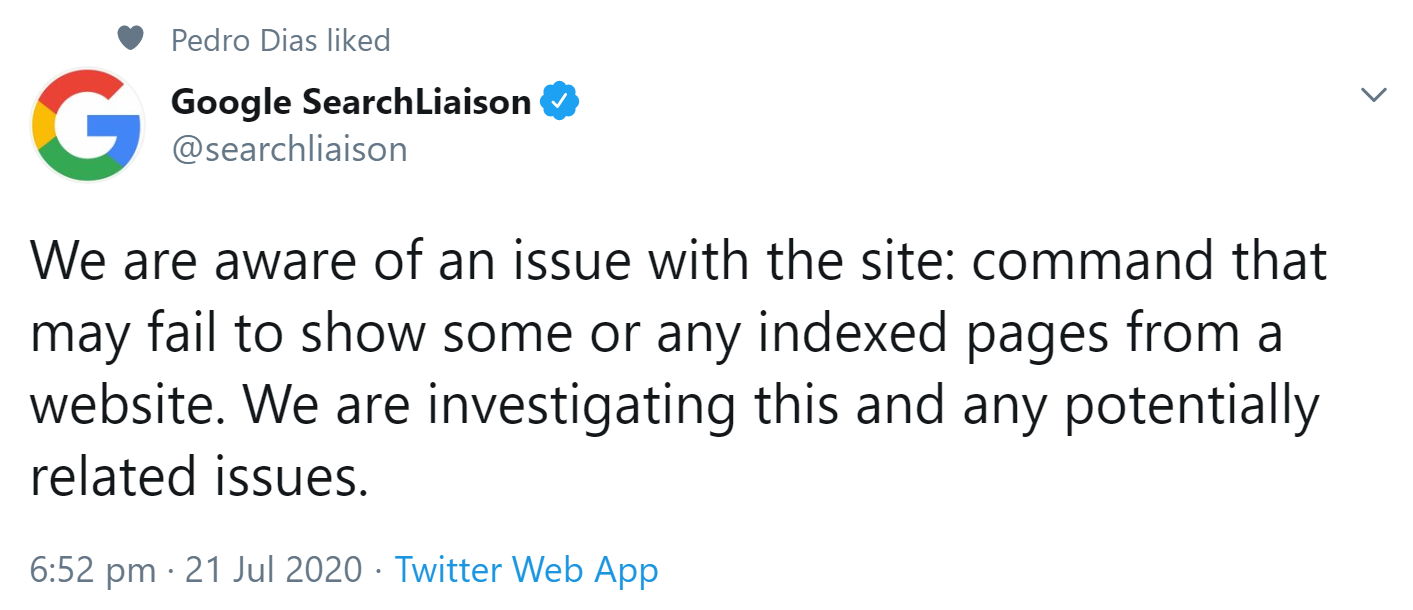 Google: Probleme mit Site-Abfragen