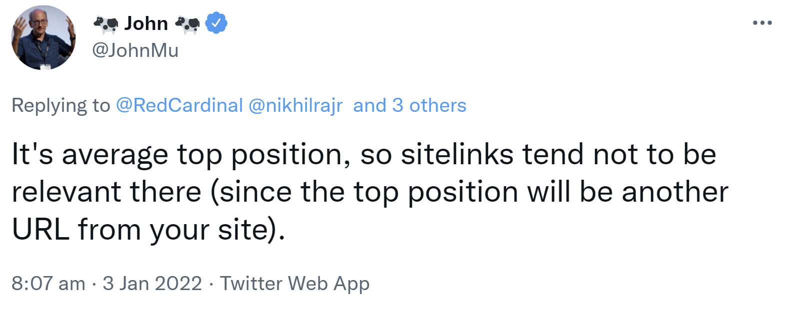 Google: Sitelinks fließen nicht in die Berechnung der durchschnittlichen Position ein