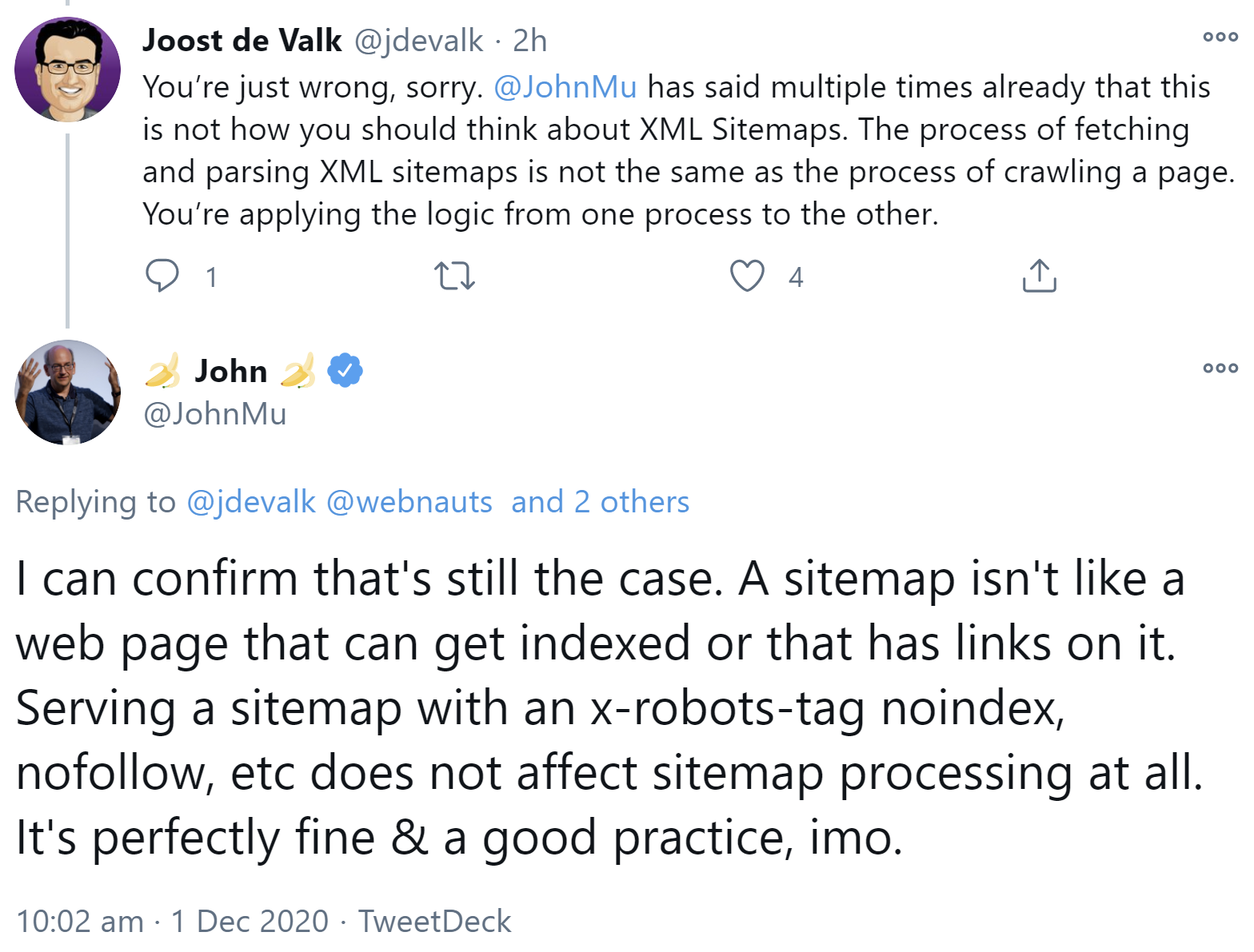 Google: XML-Sitemaps funktionieren auch mit 'noindex' und 'nofollow'