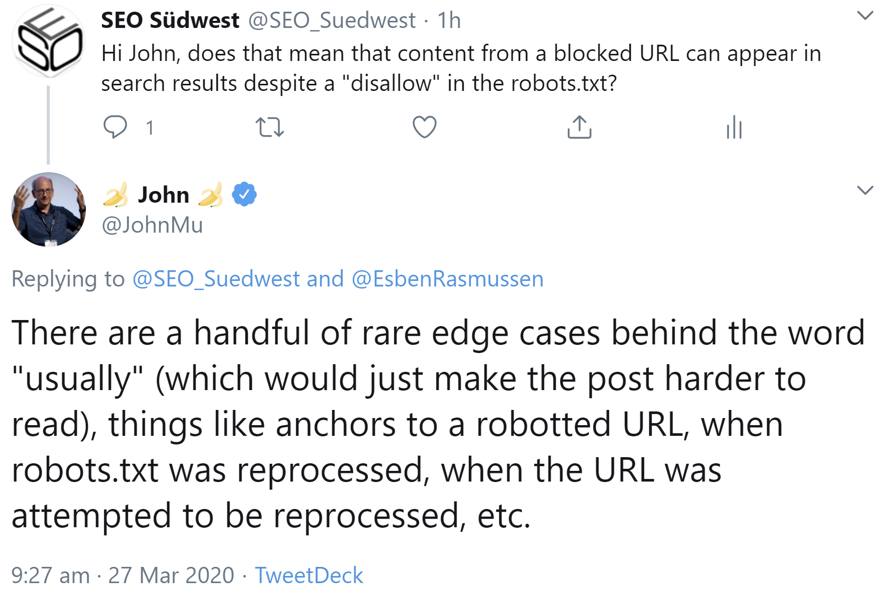 Google: Sonderfälle, in denen Inhalte trotz Sperrung durch die robots.txt indexiert werden