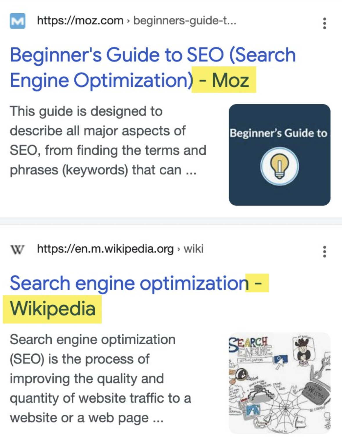 Google Ergebnisse ohne separaten Website-Namen
