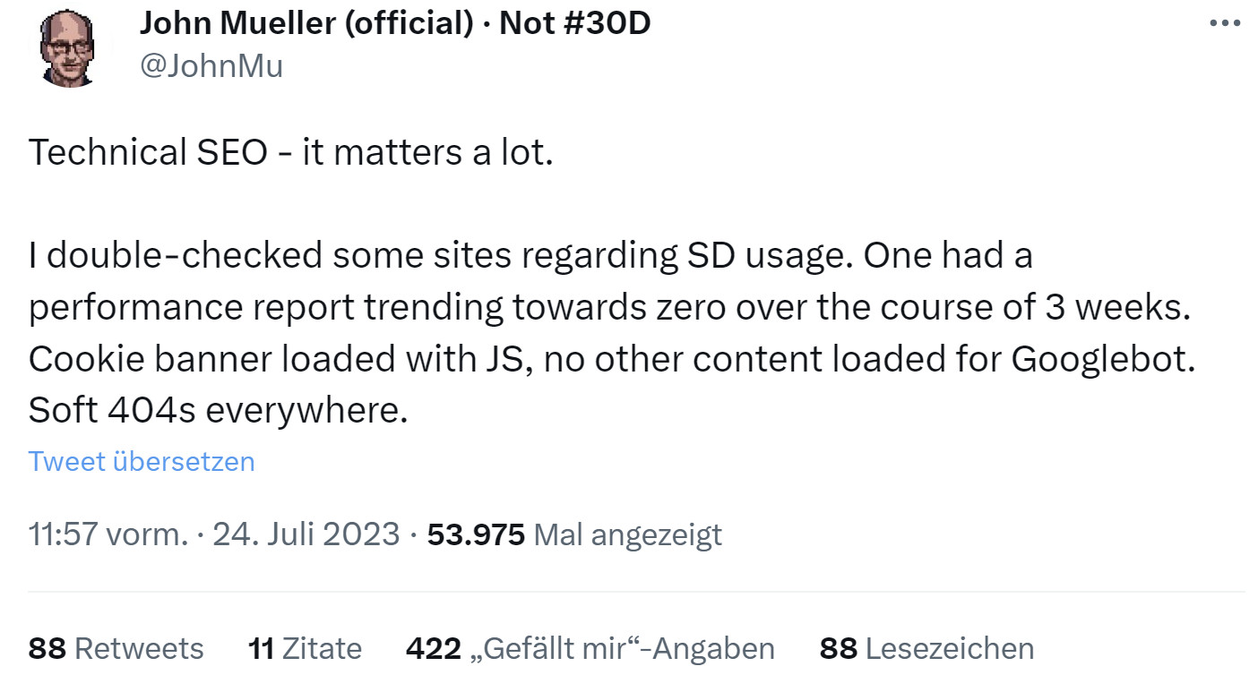 Google: Technische SEO ist sehr wichtig - John Müller auf Twitter