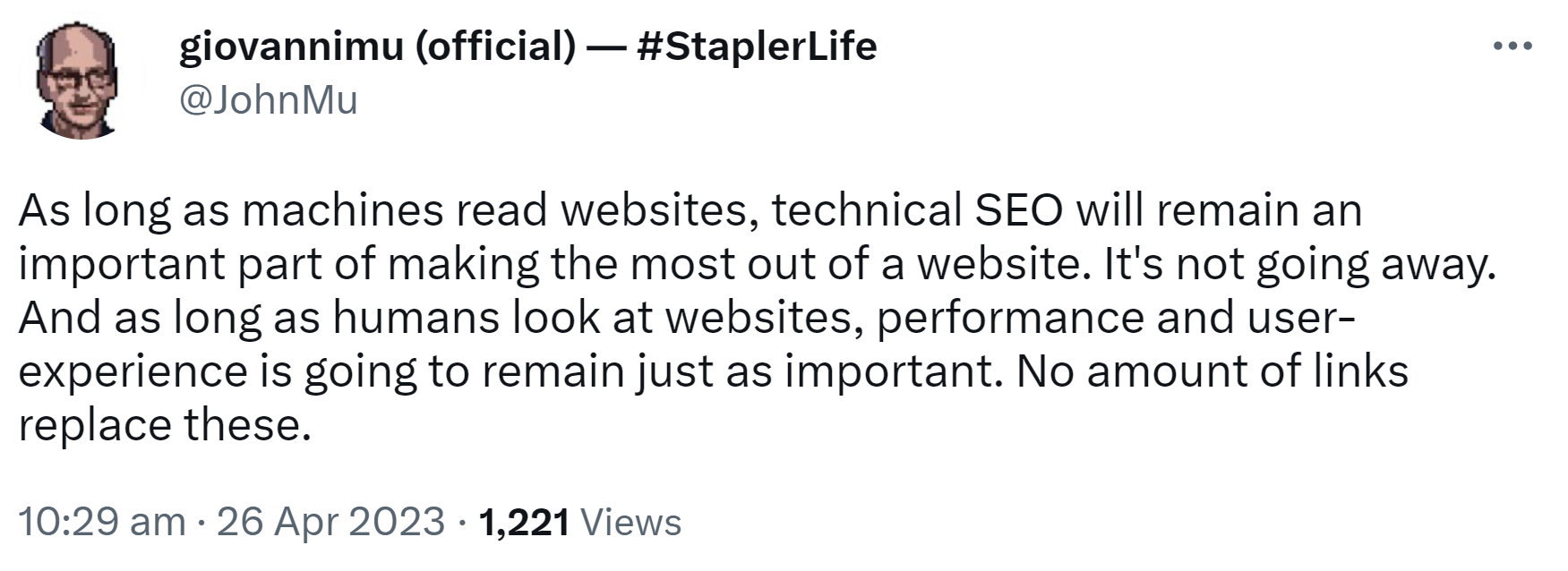 Google: Technische SEO und Page Experience bleiben wichtig - John Müller auf Twitter