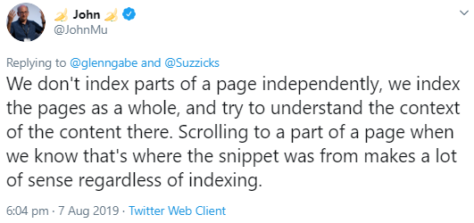 Google: Teile von Seiten werden nicht separat indexiert