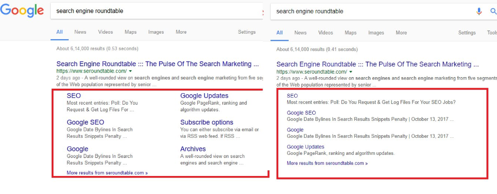 Google: neues Sitelink-Format