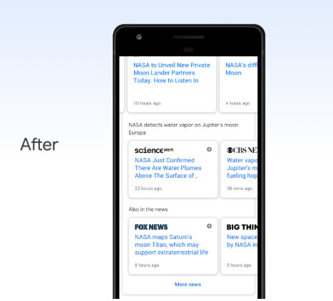 Google Top Stories: mehrere Karussells untereinander