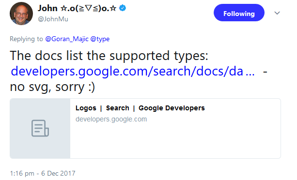 Google unterstütz kein SVG für Unternehmenslogos
