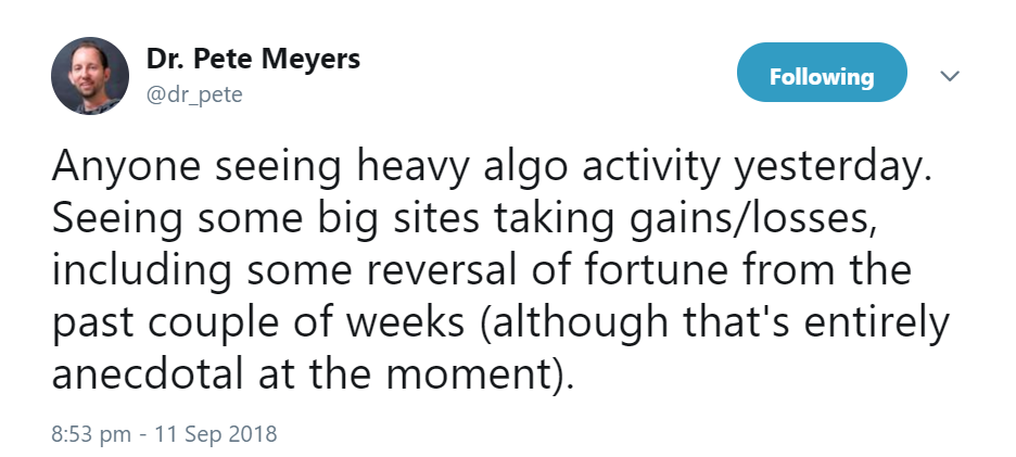 Fand am 11.9.2018 ein neues Google-Update statt?
