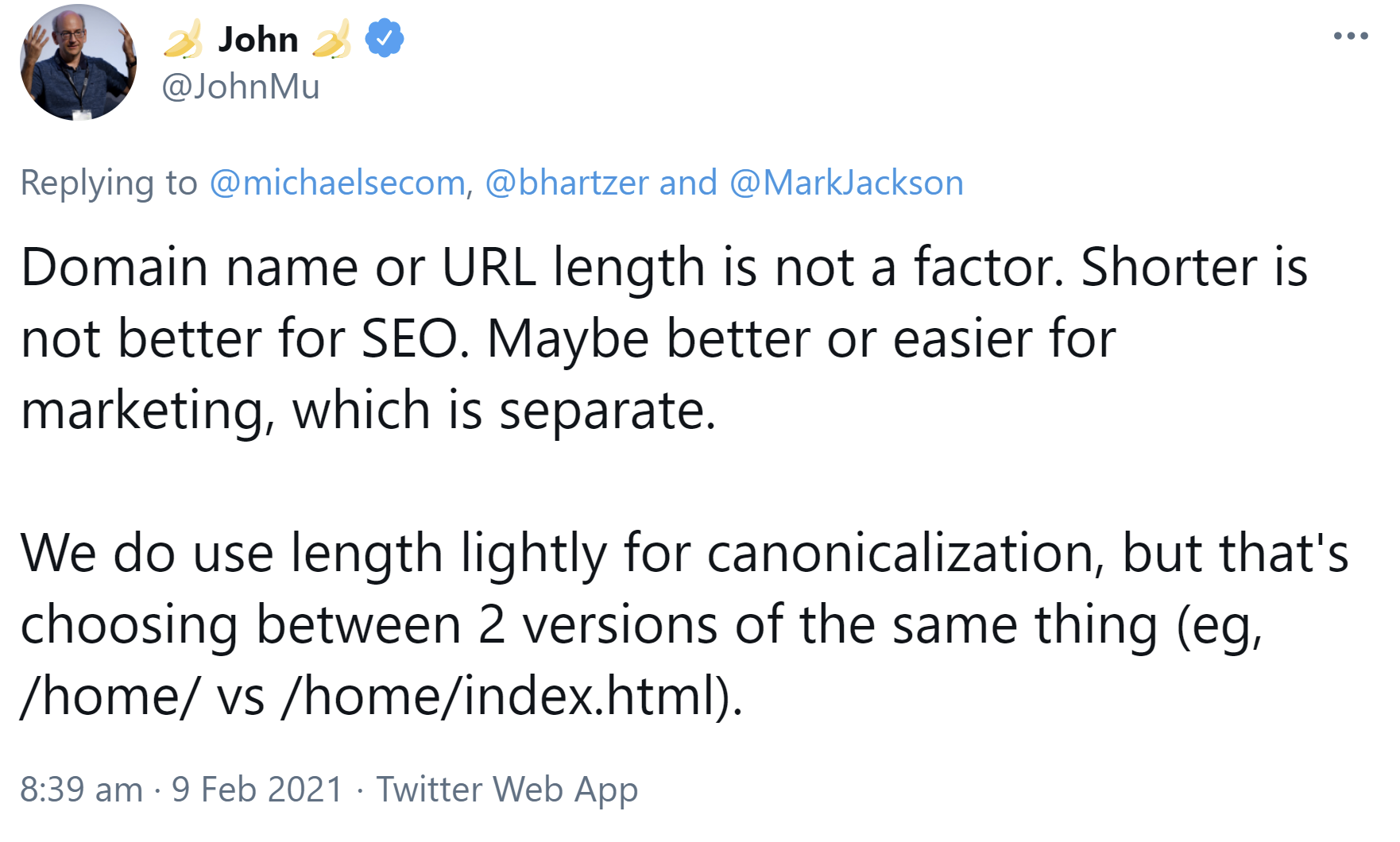 Google: leichter Einfluss der URL-Länge auf die Auswahl der Canonical URL