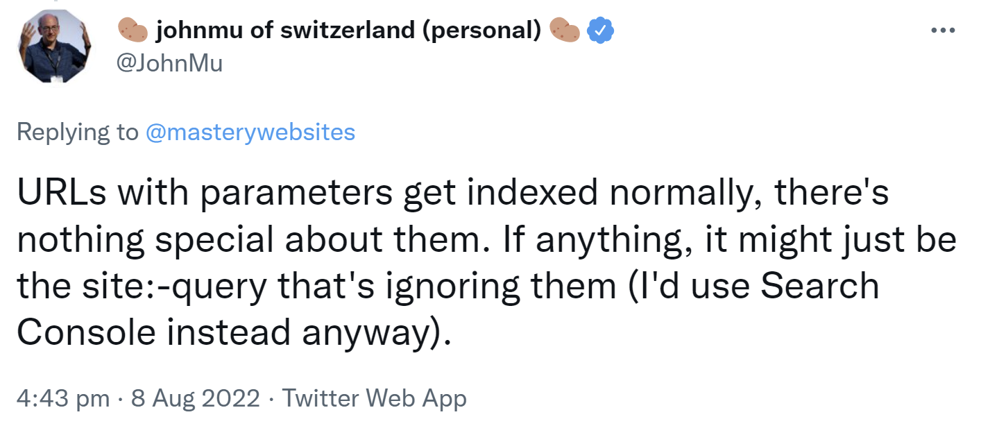 Google: URLs mit Parametern werden ganz normal indexiert