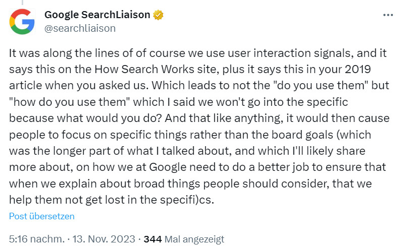 Google zu Nutzersignalen: Warum nicht erklärt wird, wie Google sie verwendet