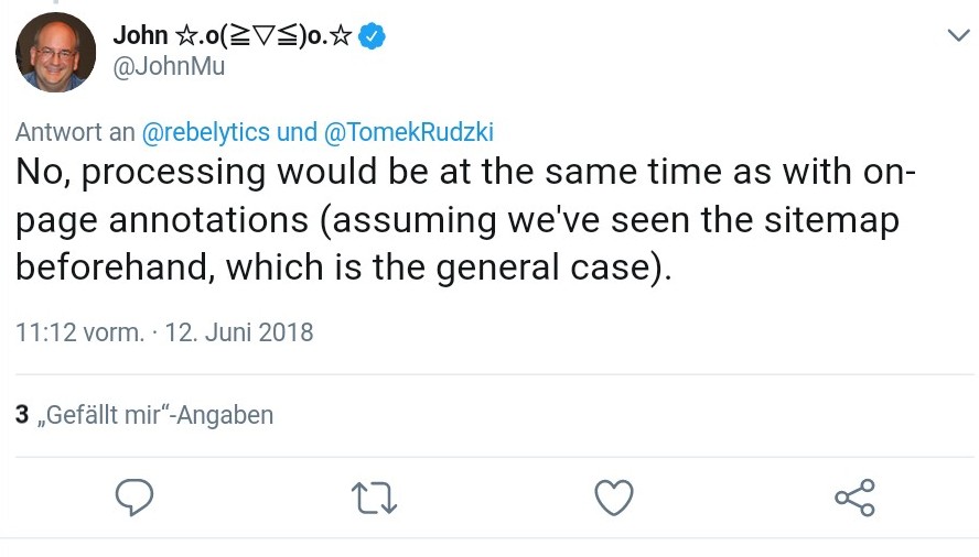 Google: Informationen aus Sitemap und im Code werden gleich schnell verarbeitet