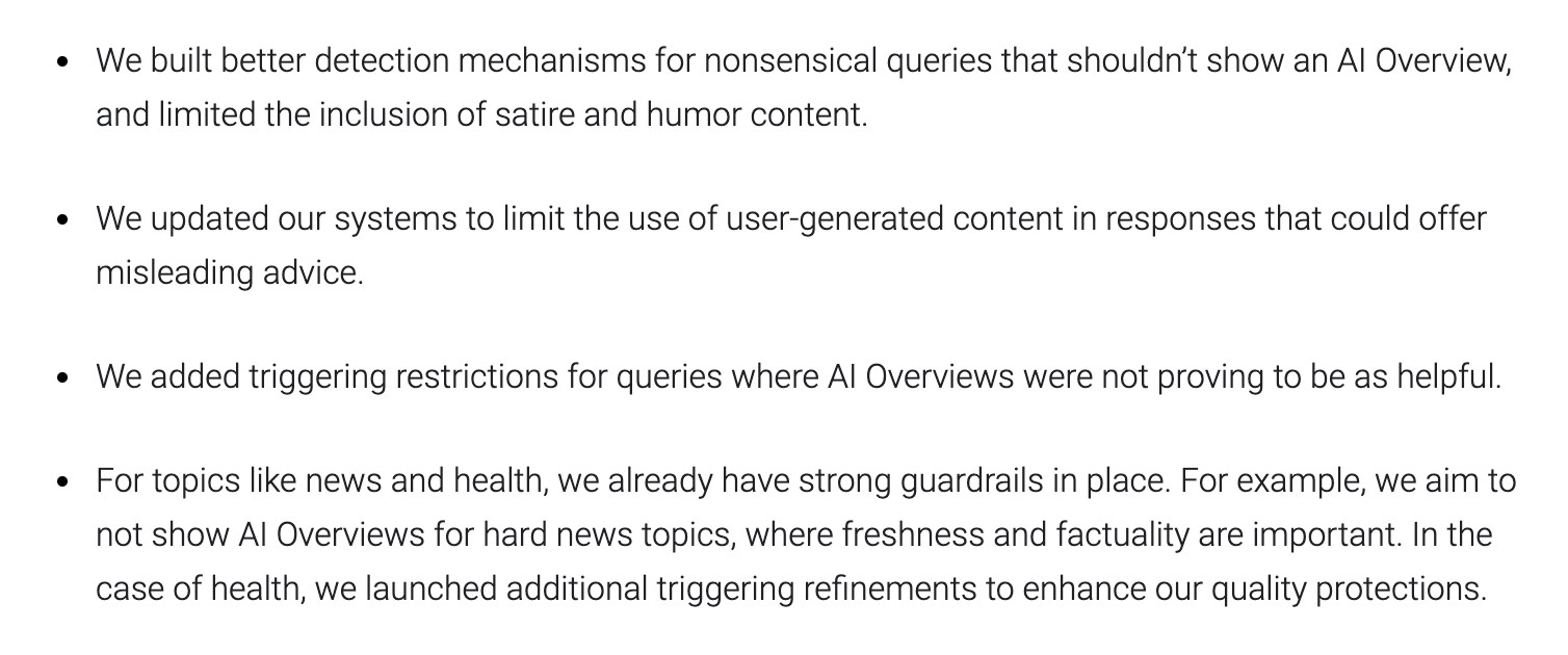 Google: Verbesserungen für AI Overviews