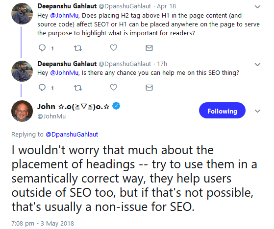 Google: vertauschte Reihenfolge von Überschriften kein SEO-Problem
