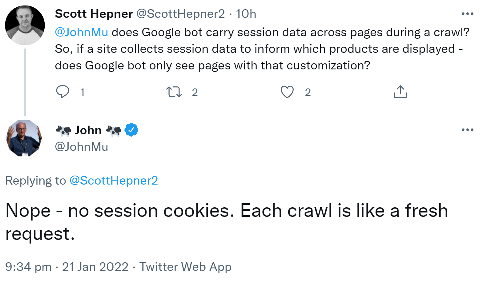 Google verwendet keine Session Cookies beim Crawlen