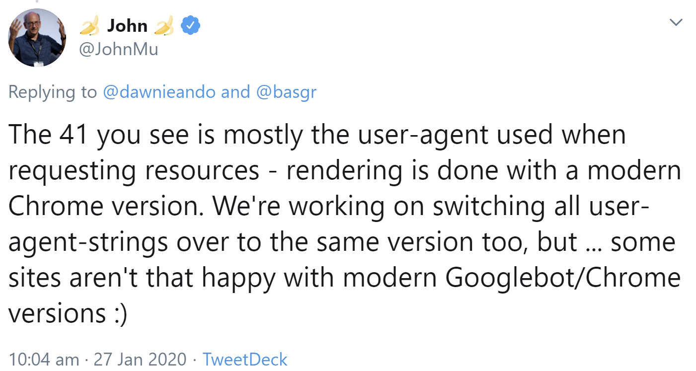 Google verwendet noch immer einen Googlebot auf Basis von Chrome 41 zum Crawlen von Ressourcen