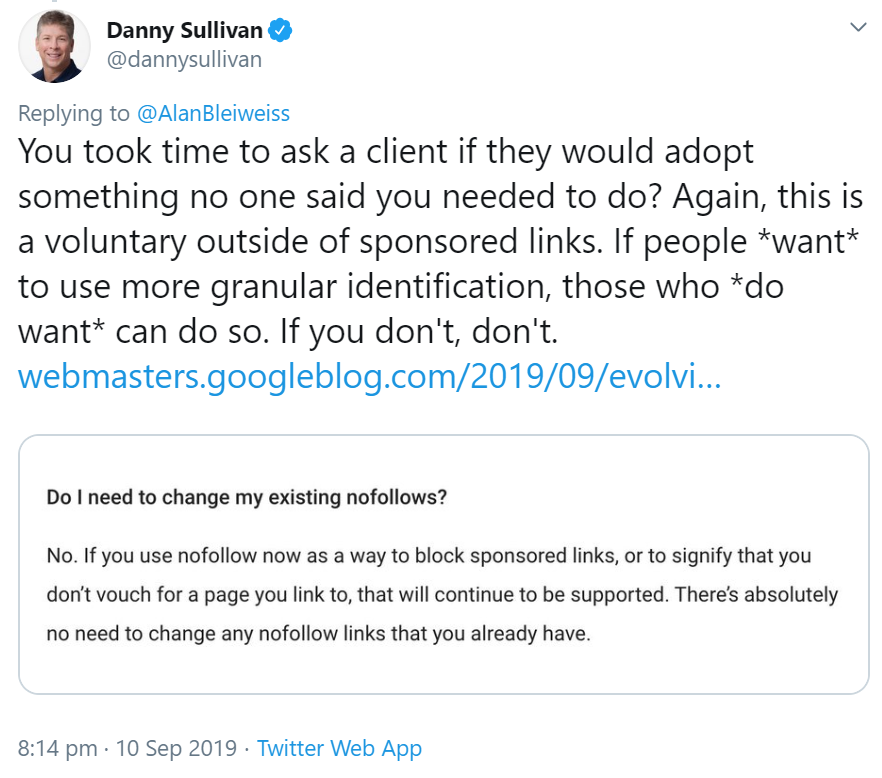 Google: Verwendung der neuen Link-Attribute ist freiwillig