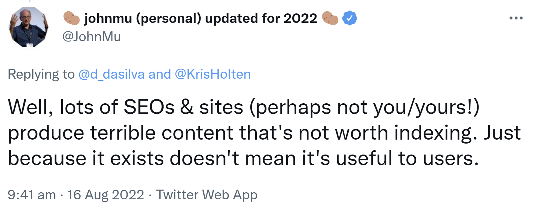 Google: 'Viele SEOs und Websites produzieren schreckliche Inhalte, die es nicht wert sind, indexiert zu werden'