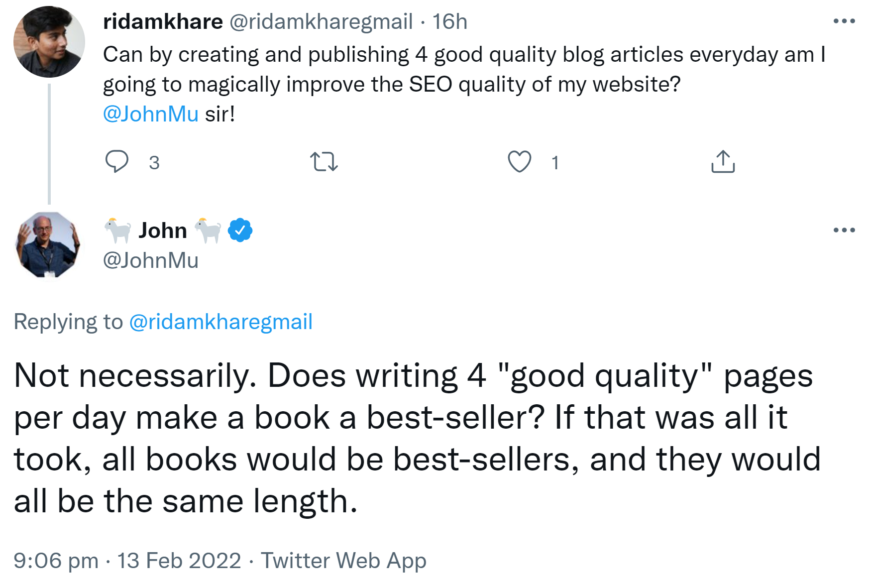 Google: Vier hochwertige Blogbeiträge pro Tag müssen nicht automatisch gut für SEO sein