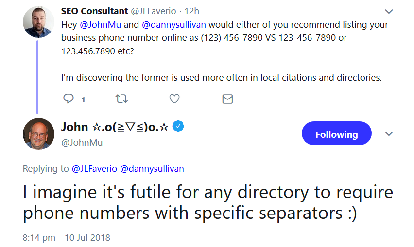 Google: Vorgabe für das Format von Telefonnummern ist sinnlos