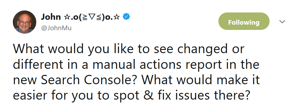 Google: Was soll im Bericht zu manuellen Maßnahmen geändert werden?