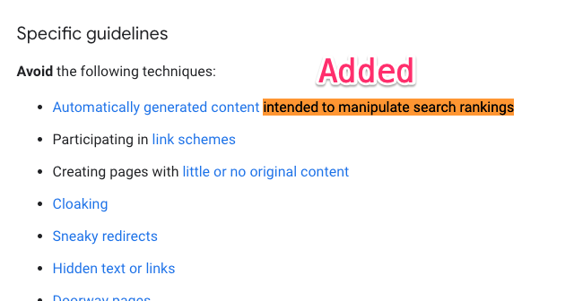 Google Webmaster-Richtlinien (englische Seite): Empfehlungen