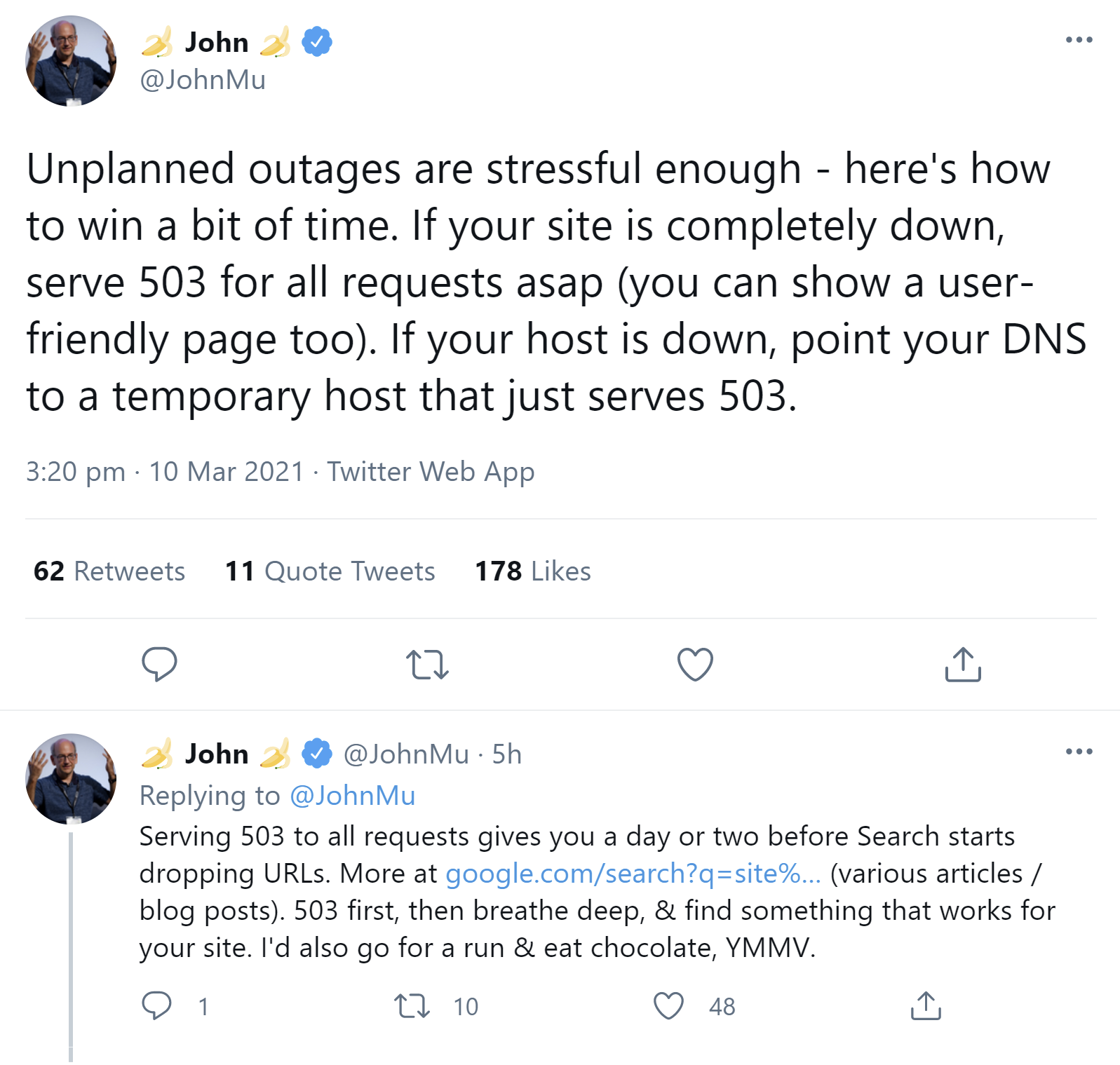 Google: Website down - so schnell wie möglich den Status 503 senden