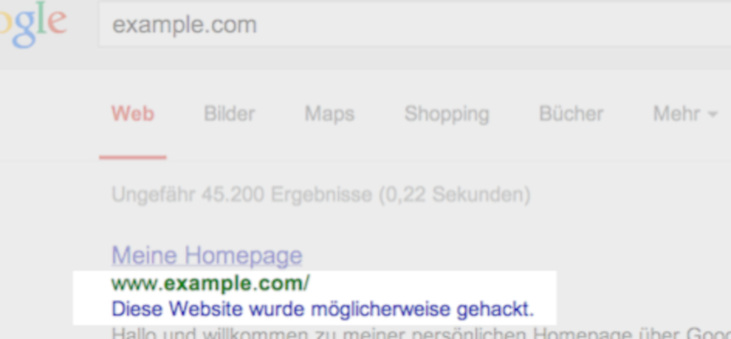 Google: Website gehackt