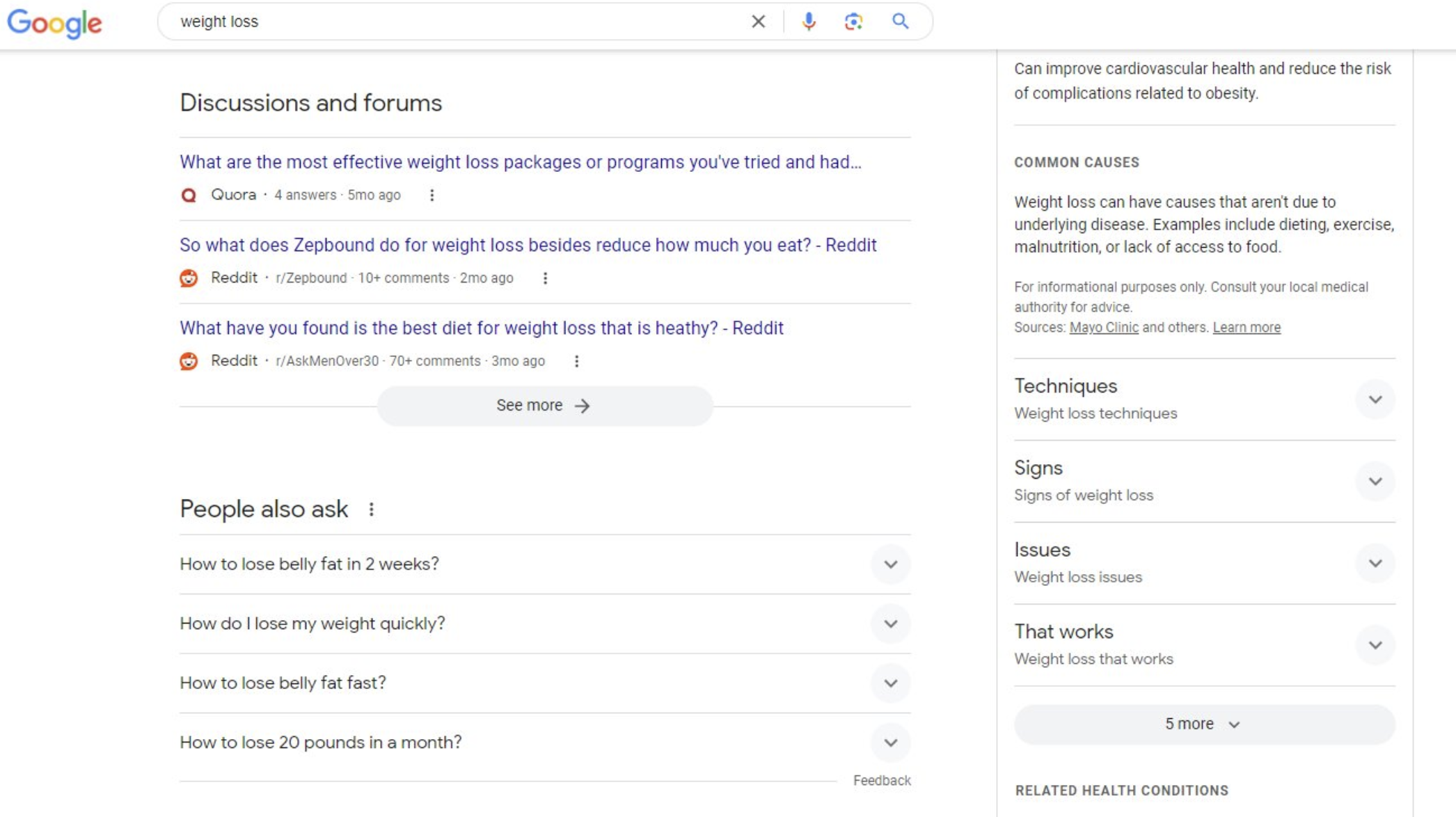 Google: Discussions and Forums für die Suche nach 'Weight loss'