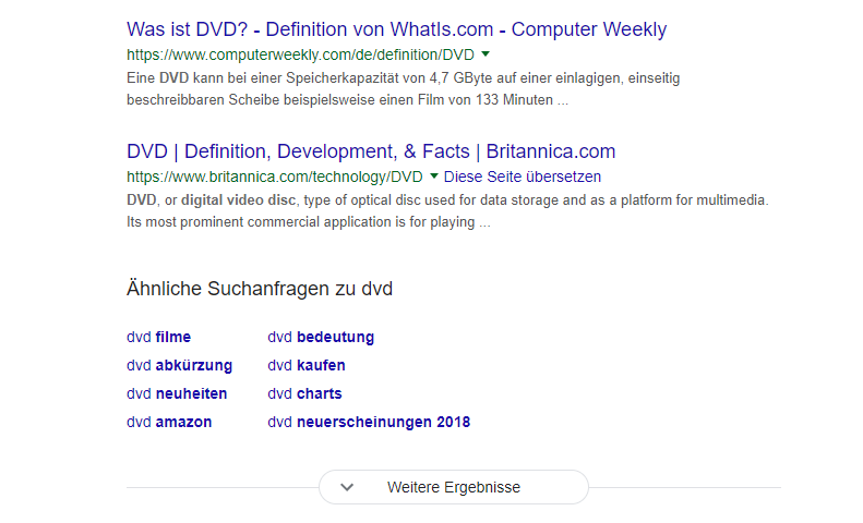Google: Button 'Weitere Ergebnisse' auf dem Desktop