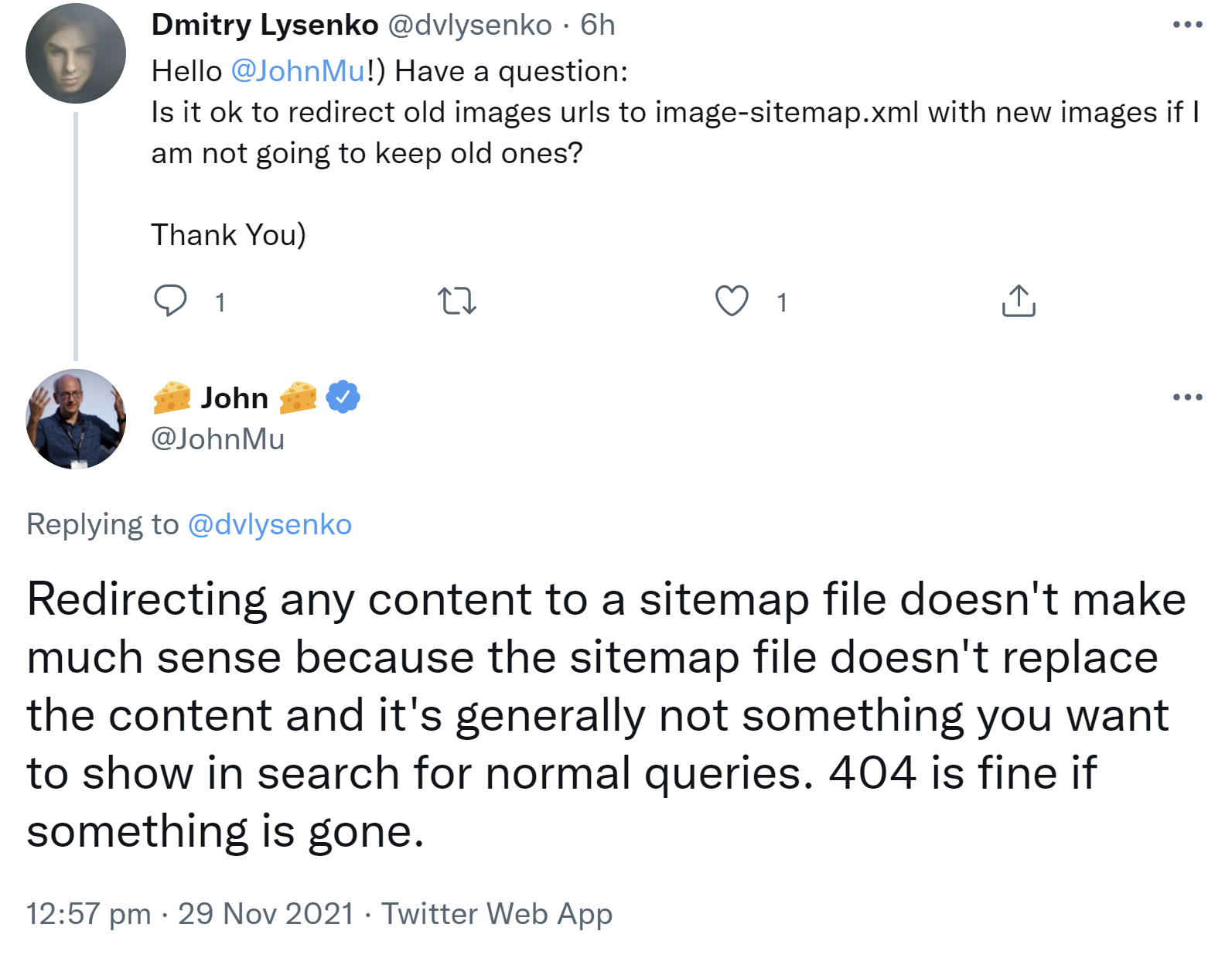 Google: Weiterleitung von Content auf Sitemap bringt nichts