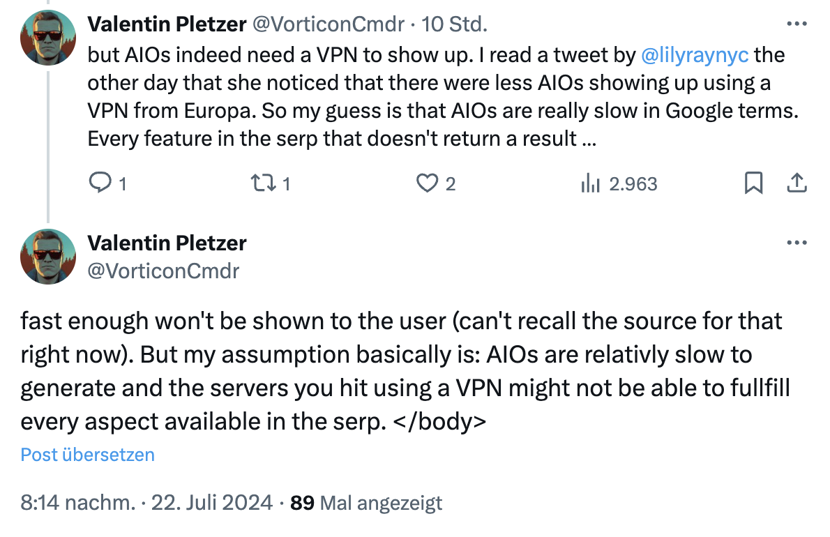 Google: weniger AI Overviews per VPN - Valentin Pletzer