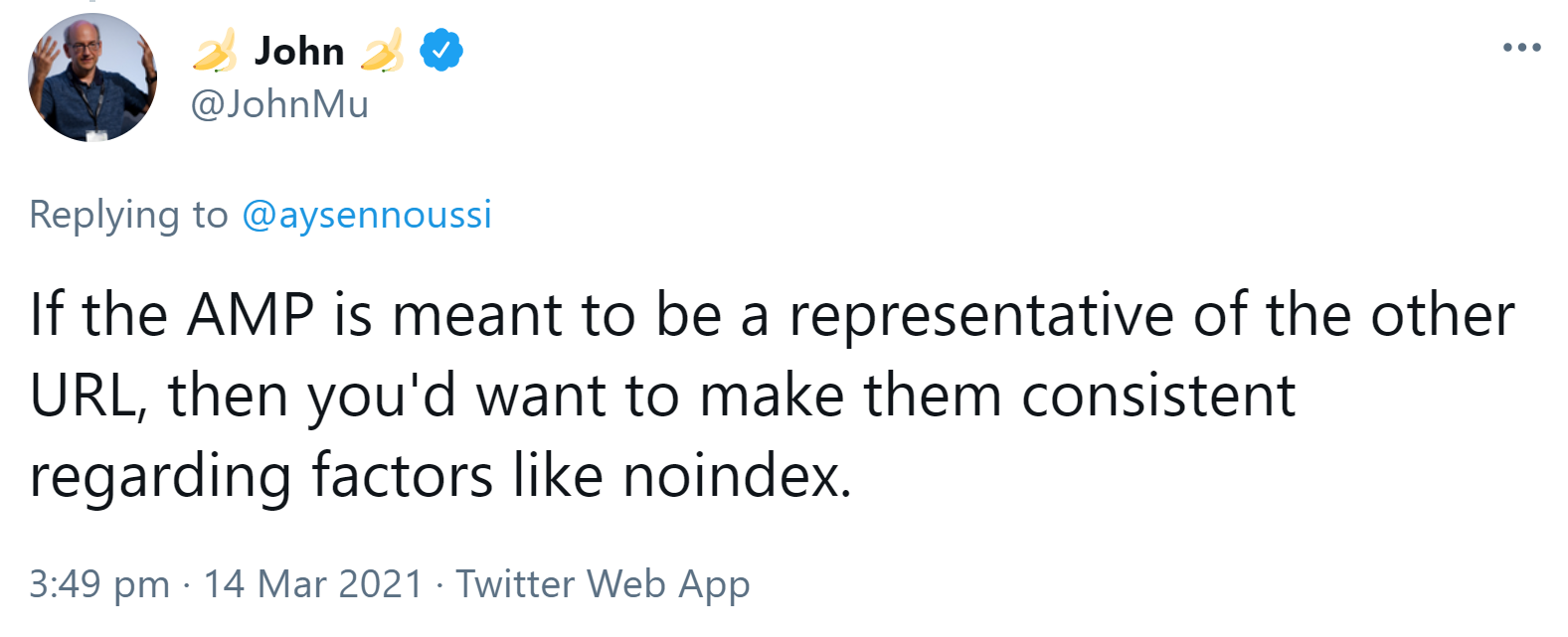 Google: Wenn Canonical auf 'noindex' steht, sollte das auch für die AMP-Version gelten
