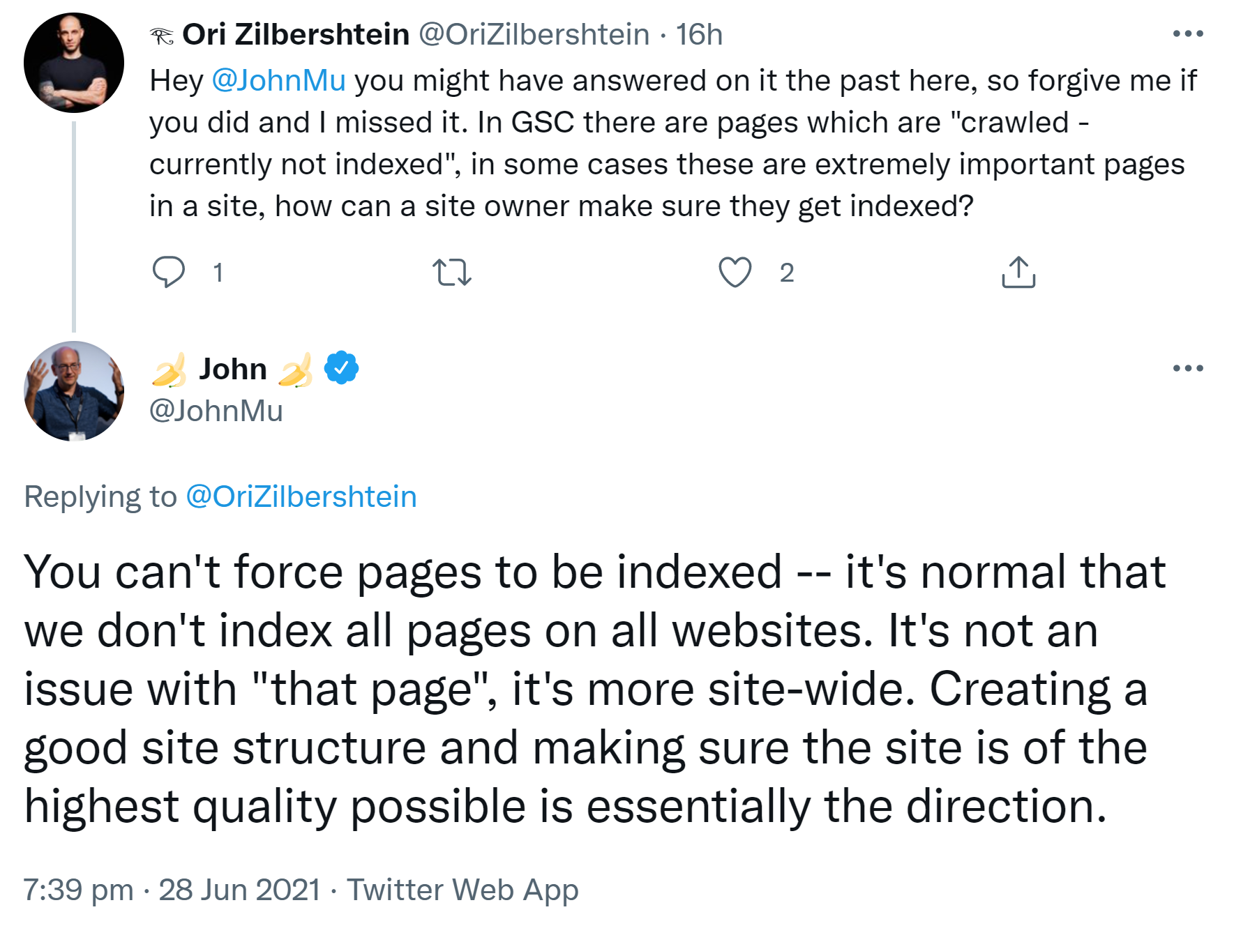 Google: Wenn Seiten nicht indexiert werden, liegt das meist an der Website insgesamt